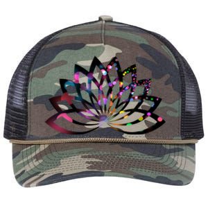 Yoga Outfit Lotus Flower Colorful Lights Meditation New Age Gift Retro Rope Trucker Hat Cap