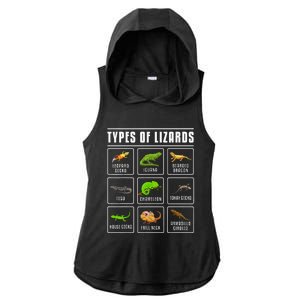 Ypes Of Lizards Lizard Reptiles Ladies PosiCharge Tri-Blend Wicking Draft Hoodie Tank