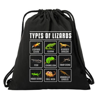 Ypes Of Lizards Lizard Reptiles Drawstring Bag
