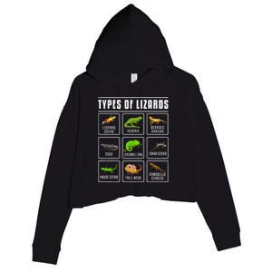 Ypes Of Lizards Lizard Reptiles Crop Fleece Hoodie