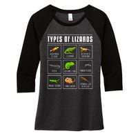 Ypes Of Lizards Lizard Reptiles Women's Tri-Blend 3/4-Sleeve Raglan Shirt