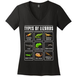 Ypes Of Lizards Lizard Reptiles Women's V-Neck T-Shirt