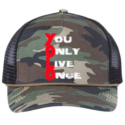 You Only Live Once Motivation Quote Inspiration Retro Rope Trucker Hat Cap