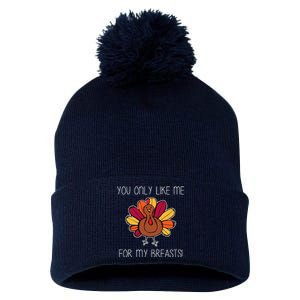 You Only Like Me For The Breasts Funny Turkey Pom Pom 12in Knit Beanie