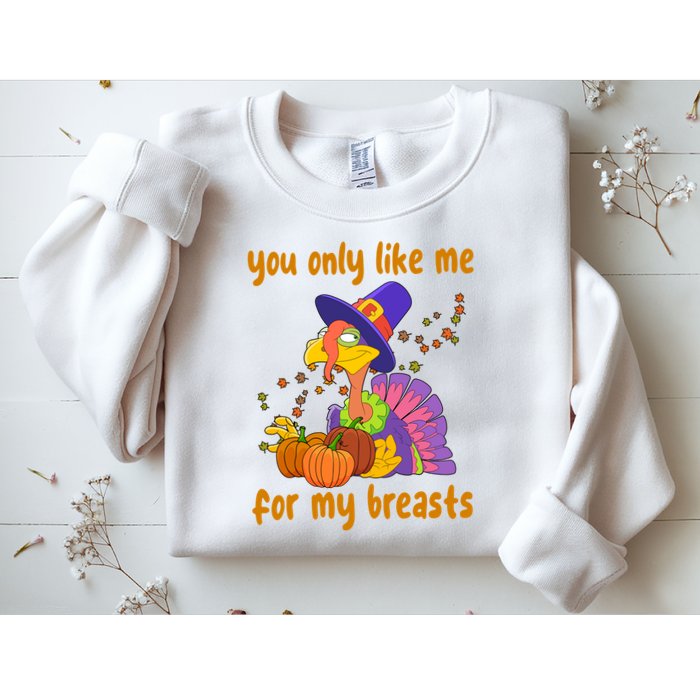 You Only Like Me For My Breasts Funny Thanksgiving Turkey Sweatshirt