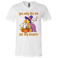 You Only Like Me For My Breasts Funny Thanksgiving Turkey V-Neck T-Shirt