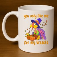 You Only Like Me For My Breasts Funny Thanksgiving Turkey 11oz C Handle Ceramic Mug