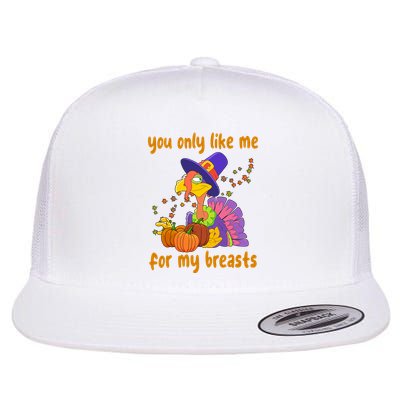 You Only Like Me For My Breasts Funny Thanksgiving Turkey Flatbill Hat