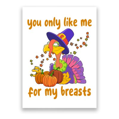 You Only Like Me For My Breasts Funny Thanksgiving Turkey Poster