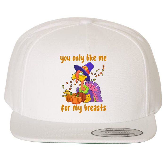 You Only Like Me For My Breasts Funny Thanksgiving Turkey Wool Snapback Cap