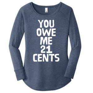 You Owe Me 21 Cents Female Wag Gap Equal Pay Feminist Gift Women's Perfect Tri Tunic Long Sleeve Shirt