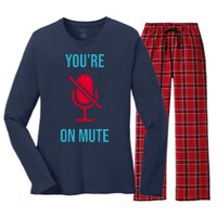 You're On Mute Funny Meme Women's Long Sleeve Flannel Pajama Set 