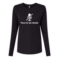 You're On Mute, Black And White Womens Cotton Relaxed Long Sleeve T-Shirt