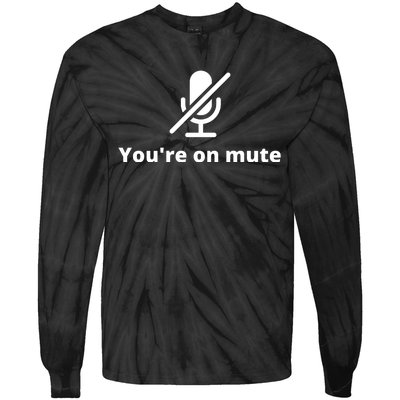 You're On Mute, Black And White Tie-Dye Long Sleeve Shirt