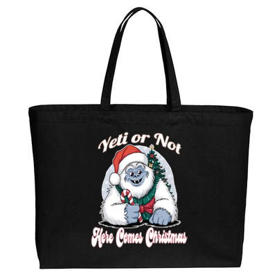 Yeti Or Not Here Comes Christmas Fun Xmas Cotton Canvas Jumbo Tote