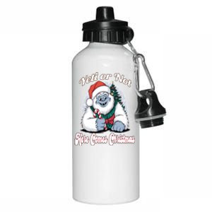 Yeti Or Not Here Comes Christmas Fun Xmas Aluminum Water Bottle