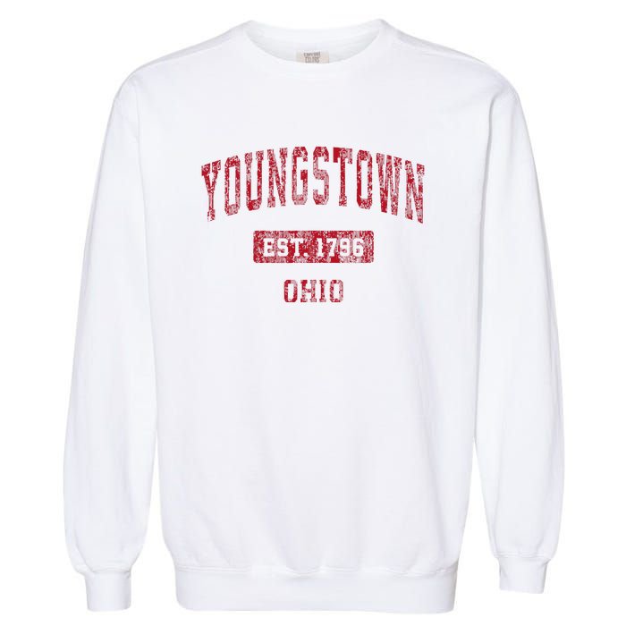 Youngstown Ohio Oh Vintage Sports Design Red Design Garment-Dyed Sweatshirt