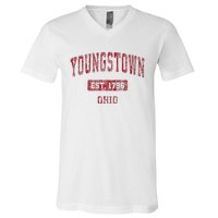 Youngstown Ohio Oh Vintage Sports Design Red Design V-Neck T-Shirt