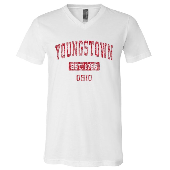 Youngstown Ohio Oh Vintage Sports Design Red Design V-Neck T-Shirt