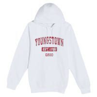 Youngstown Ohio Oh Vintage Sports Design Red Design Premium Pullover Hoodie