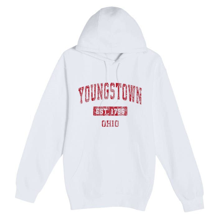 Youngstown Ohio Oh Vintage Sports Design Red Design Premium Pullover Hoodie