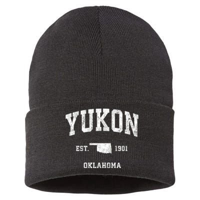 Yukon Oklahoma Ok Vintage Athletic Sports Sustainable Knit Beanie