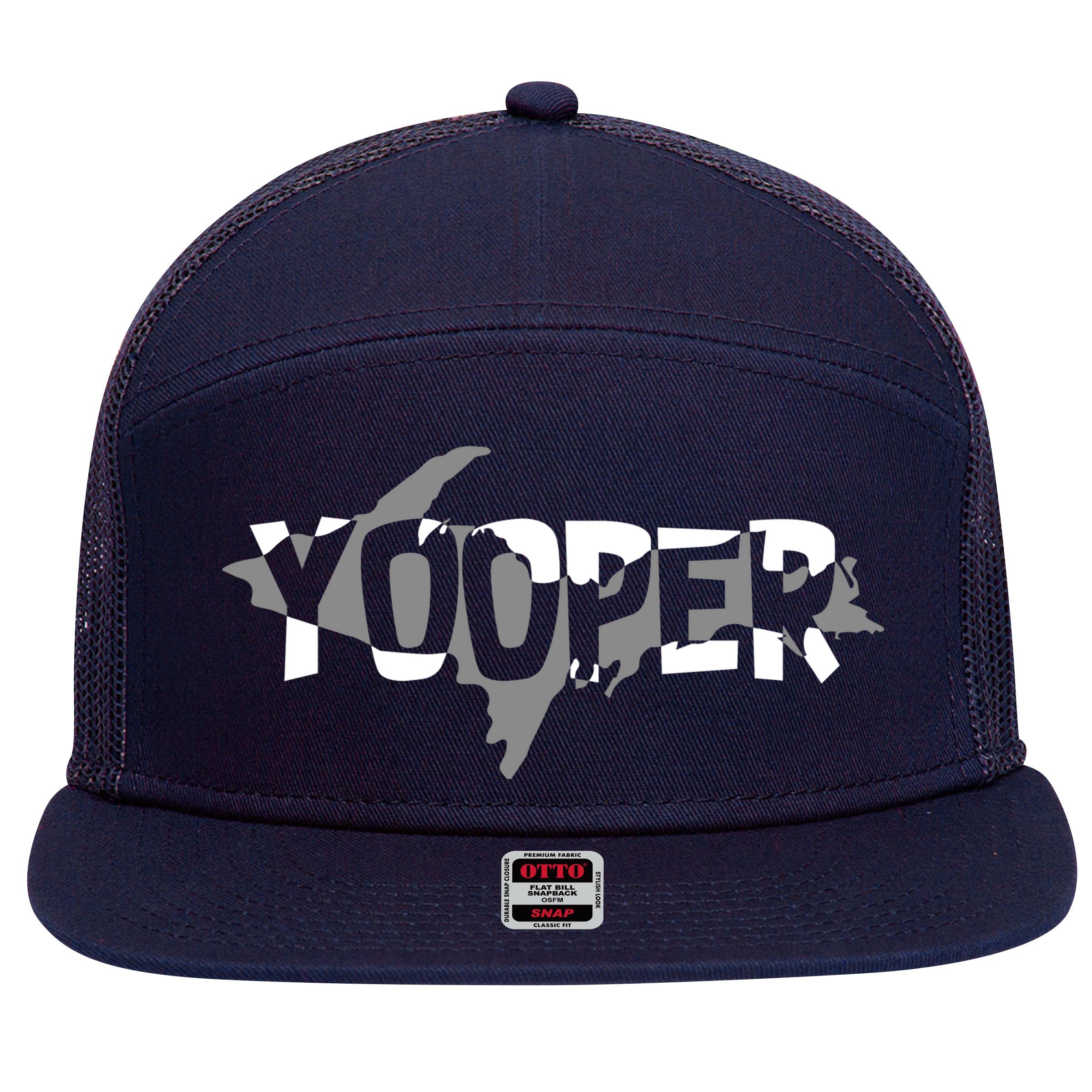 Yooper MI Upper Peninsula Michigan 7 Panel Mesh Trucker Snapback Hat