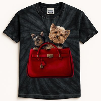 Yorki Dogs in Bag Kids Tie-Dye T-Shirt