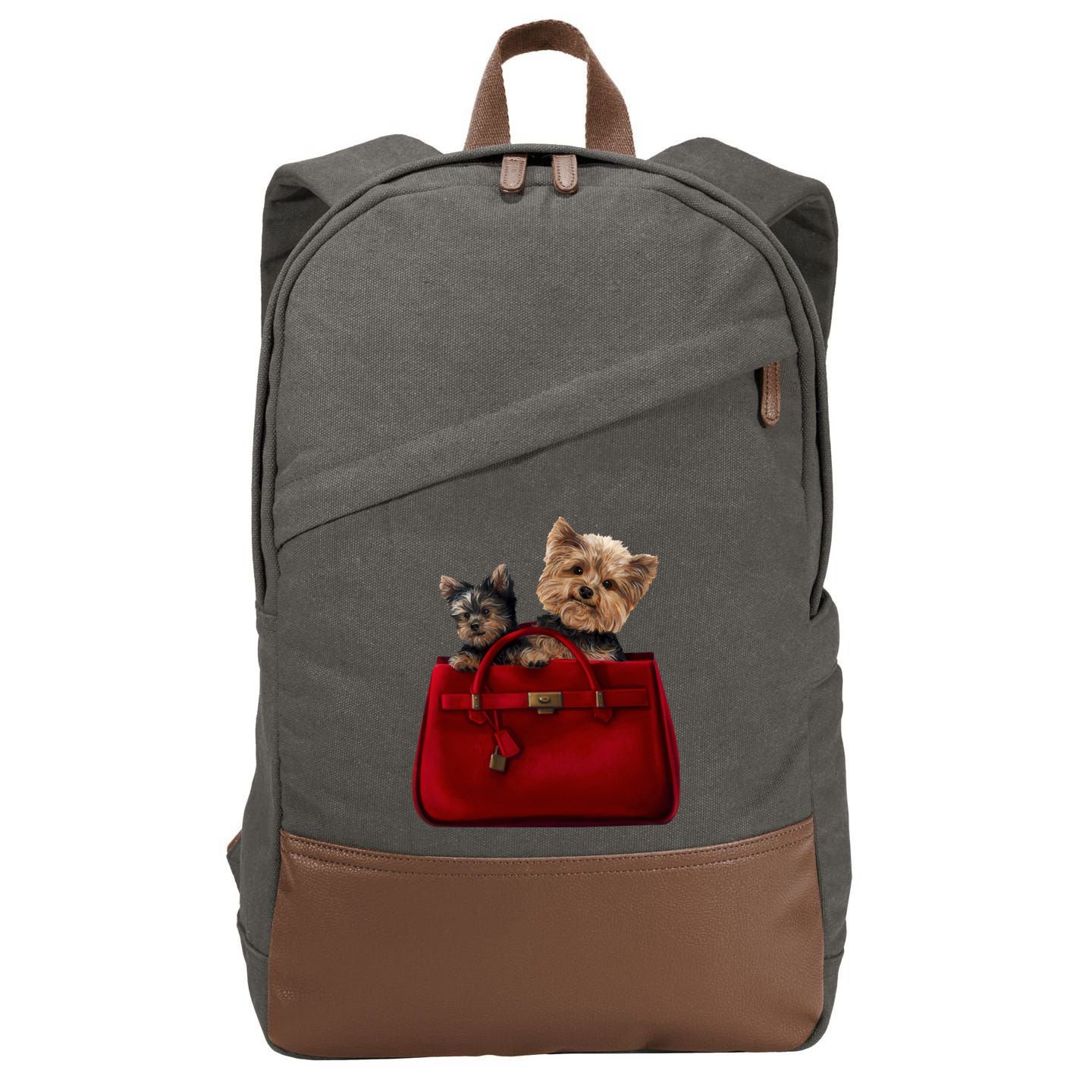 Yorki Dogs in Bag Cotton Canvas Backpack