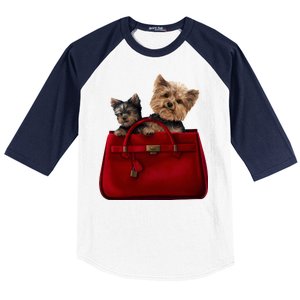 Yorki Dogs in Bag Baseball Sleeve Shirt