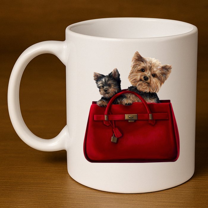 Yorki Dogs in Bag 11oz C Handle Ceramic Mug