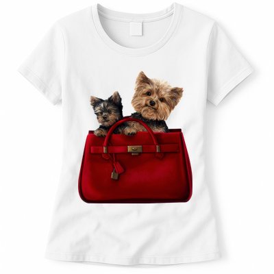 Yorki Dogs in Bag Womens T-Shirt