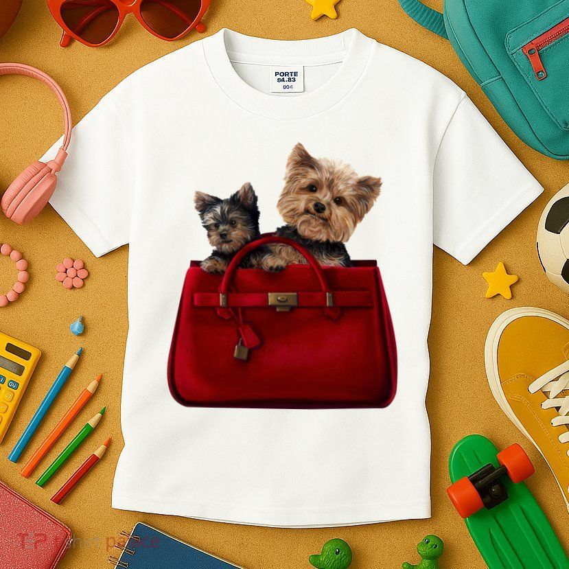 Yorki Dogs in Bag Kids T-Shirt