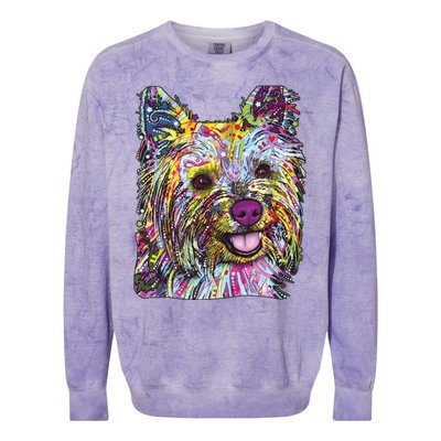 Yorkie Dog Dean Russo Colorblast Crewneck Sweatshirt