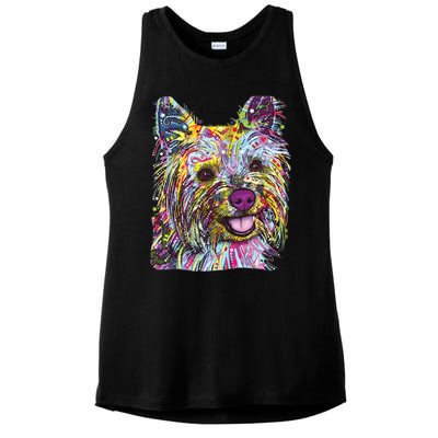 Yorkie Dog Dean Russo Ladies PosiCharge Tri-Blend Wicking Tank