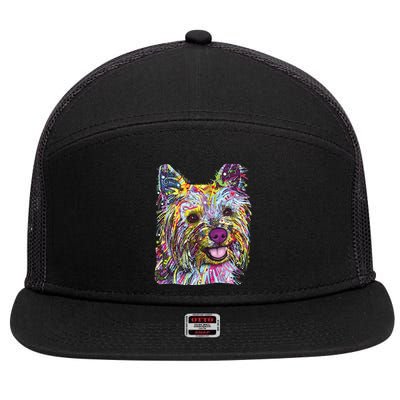 Yorkie Dog Dean Russo 7 Panel Mesh Trucker Snapback Hat