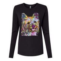 Yorkie Dog Dean Russo Womens Cotton Relaxed Long Sleeve T-Shirt