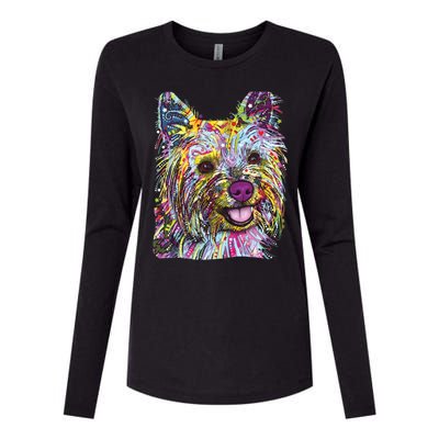 Yorkie Dog Dean Russo Womens Cotton Relaxed Long Sleeve T-Shirt