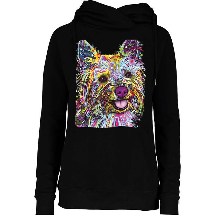 Yorkie Dog Dean Russo Womens Funnel Neck Pullover Hood