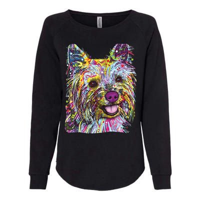 Yorkie Dog Dean Russo Womens California Wash Sweatshirt