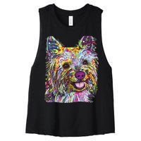 Yorkie Dog Dean Russo Women's Racerback Cropped Tank