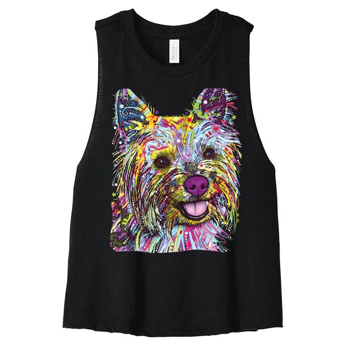 Yorkie Dog Dean Russo Women's Racerback Cropped Tank