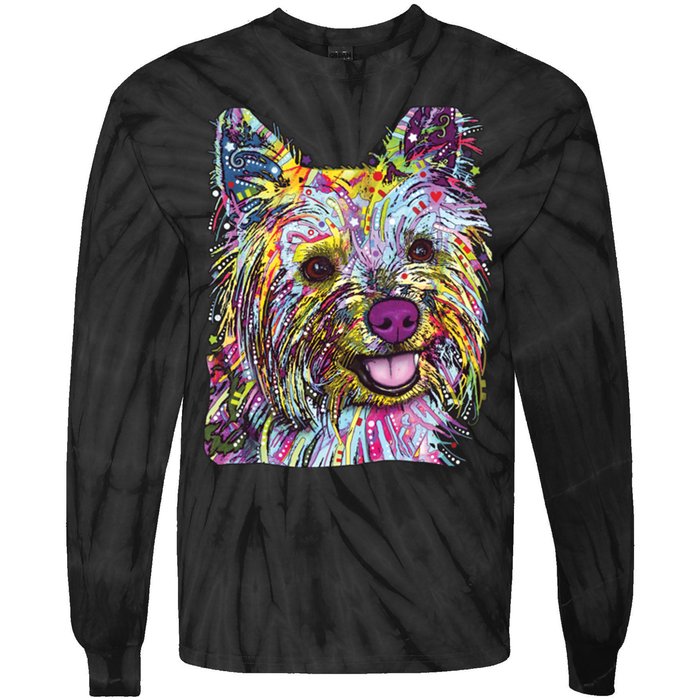 Yorkie Dog Dean Russo Tie-Dye Long Sleeve Shirt