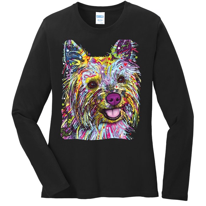 Yorkie Dog Dean Russo Ladies Long Sleeve Shirt