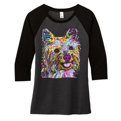 Yorkie Dog Dean Russo Women's Tri-Blend 3/4-Sleeve Raglan Shirt