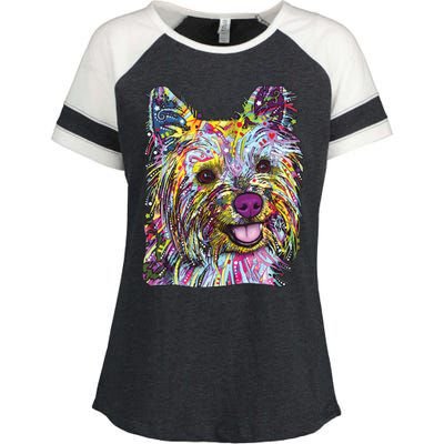 Yorkie Dog Dean Russo Enza Ladies Jersey Colorblock Tee