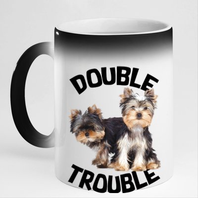 Yorkie Double Trouble 11oz Black Color Changing Mug