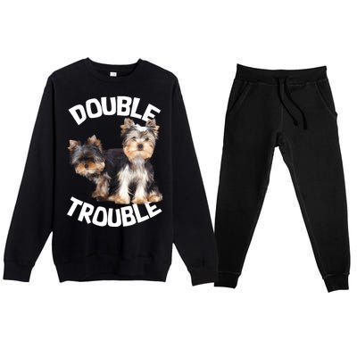 Yorkie Double Trouble Premium Crewneck Sweatsuit Set