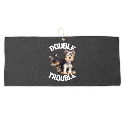 Yorkie Double Trouble Large Microfiber Waffle Golf Towel