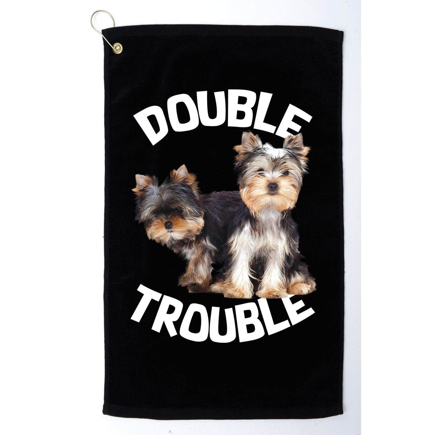Yorkie Double Trouble Golf Towel
